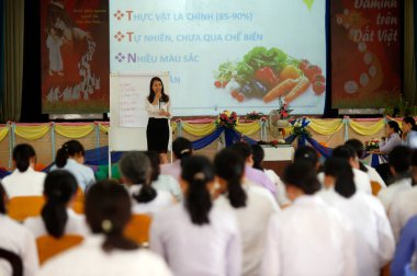 Bien Hoa 'daki Dominik halkı. Katolik kardeşler. Beslenme konferansı. Vietnam. 