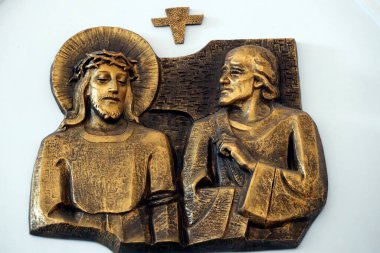 Way of the cross.  Station 1. Pilate condemns Jesus to die. Dominican community of Bien Hoa.  Vietnam. 