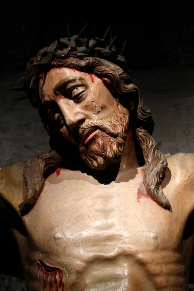 Besöksklostret Ett Krucifix Jesus Korset Femtonhundratalet Det Marclaz Frankrike — Stockfoto