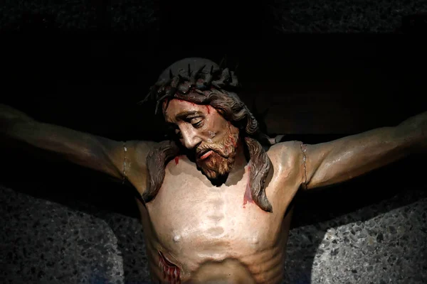 Klasztor Nawiedzeń Krucyfiks Jezus Krzyżu Wiek Jestem Marclaz Francja — Zdjęcie stockowe