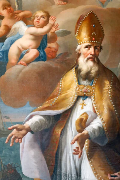  St. Nicolas de Veroce kilisesi. St. Nicolas de Veroce kilisesi. Myra piskoposu Aziz Nicolas. Resim yapmak. Fransa.