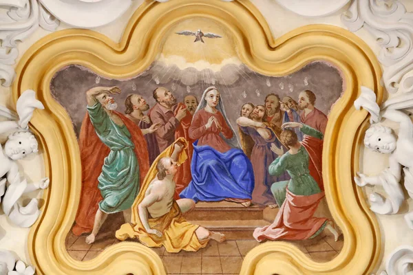 Nicolas Veroce Kirke Marias Antakelse Maleri Frankrike – stockfoto