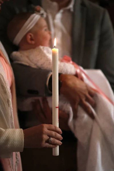 Misa Católica Bautismo Iglesia San Nicolás Veroce Francia —  Fotos de Stock