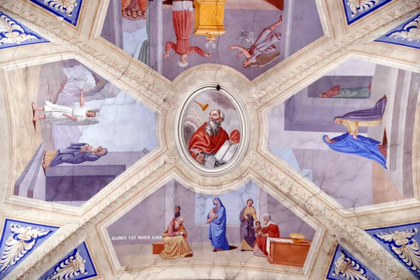 Saint Jean Baptiste Church Frescoes Stories Virgin Mary Megeve France — Fotografia de Stock