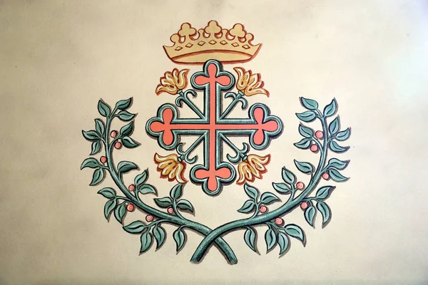 Saint Andre Church Christian Cross Crown Domancy France — Zdjęcie stockowe