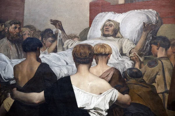 Pantheon, birçok ünlü Fransız 'ın gömüldüğü yerdir. Aziz Genevieve 'in ölümü. Jean Paul Laurens 'ın tablosu. Paris mi? Fransa. 