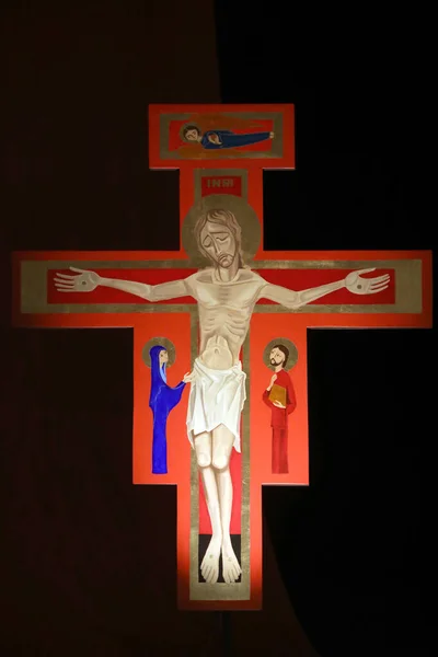 Elisabethenkirche 巴塞尔泰兹欧洲青年会议 泰兹与耶稣的圣像交叉 巴塞尔 — 图库照片