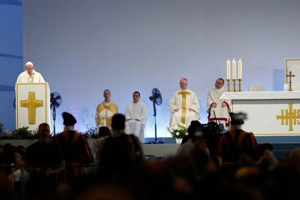 Paus Franciscus Viert Mis Het Palexpo Congrescentrum Genève Juni 2018 — Stockfoto