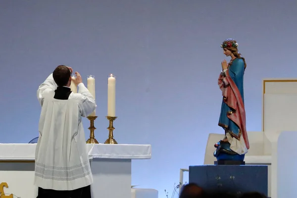 Ecumenical Pilgrimage Pope Francis Geneva Catholic Mass Palexpo Hall Switzerland — Stock fotografie