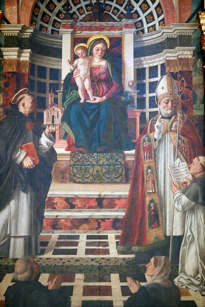 Basílica Santa Anastasia Virgen Niño Pintura Mural Verona Italia — Foto de Stock
