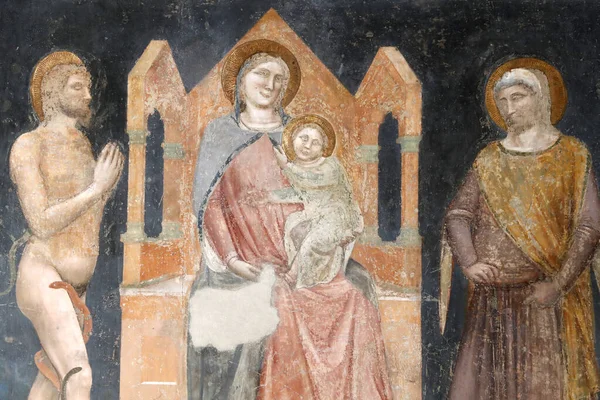 Santa Anastasia Bazilika Szűz Gyerek Falfestés Veronában Olaszország — Stock Fotó