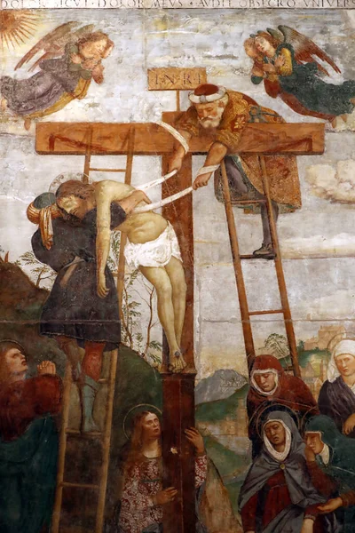 Eremitani Şehir Müzesi. İsa 'nın Girolamo Tessari tarafından tahttan indirilmesi (480 1561). Resim yapmak. Padua. İtalya. 