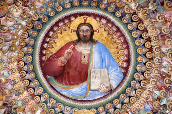 Padua Baptistery Ceilling Frescoes 14Th Century Giusto Menabuoi Paradise Blessing — стоковое фото