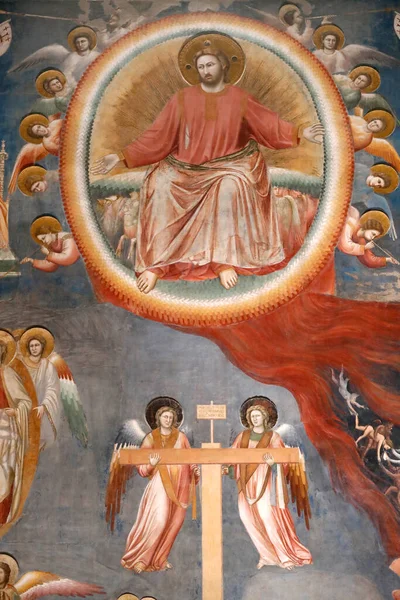 Scrovegni Şapeli. Giotto 'dan Fresco, 14. yüzyıl. Son Hüküm. Yargıç olarak Chist. Padua. İtalya. 