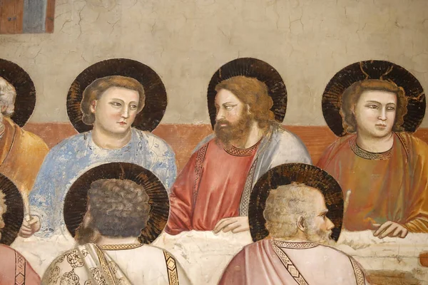 Scrovegni Chapel Fresco Giotto Century Last Supper Jesus Apostles Padua — ストック写真