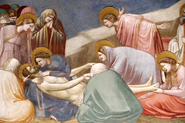 Scrovegni Şapeli. Giotto 'dan Fresco, 14. yüzyıl. İsa 'nın Yas' ı. Padua. İtalya. 
