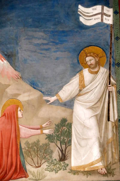 Scrovegni Şapeli. Giotto 'dan Fresco, 14. yüzyıl. İsa 'nın dirilişi. Padua. İtalya. 