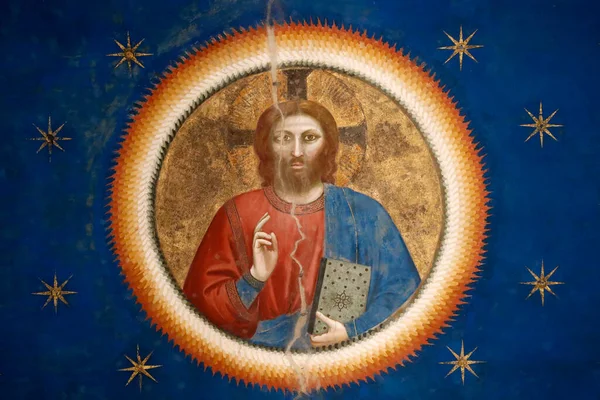 Scrovegni Chapel Fresco Giotto Century Bleesing Christ Padua Italy — стокове фото
