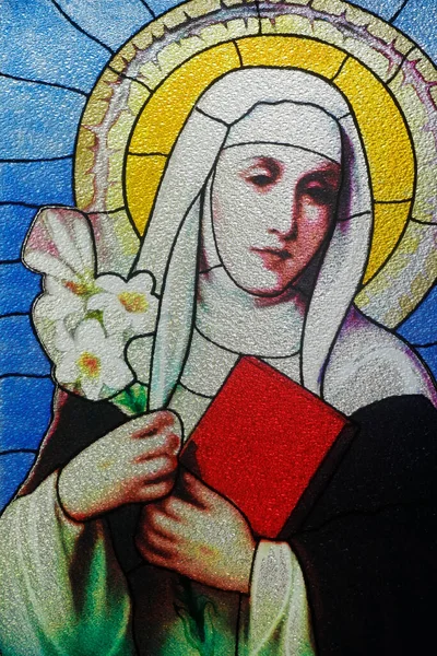 Lekeli cam pencere. Bakire Meryem. Ho Chi Minh Şehri. Vietnam. 