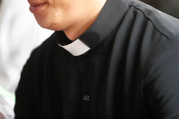 Priest Wearing Clerical Shirt Tab Collar Vietnam — Stock Photo, Image