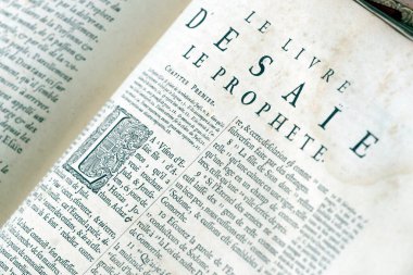 Eski Fransızca İncil, 1669. Eski Ahit. Büyük elçi. Yeşaya. 