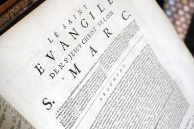 Old bible in French, 1669.  New Testament.  Gospel.  Mark. 