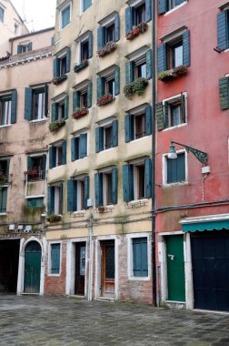 Venedik 'in Yahudi mahallesinde bir bina: Getto. İtalya. 