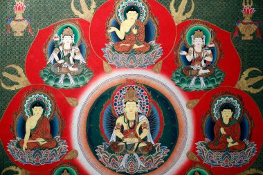 Çin Mahallesi 'ndeki Buda Dişi Kalıntısı Tapınağı. Budist Thangka. Singapur. 