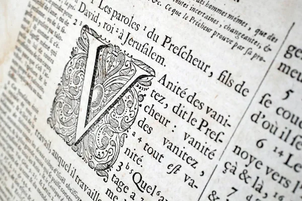 Old Bible French 1669 Old Testament Wisdom Book Ecclesiastes — Fotografia de Stock