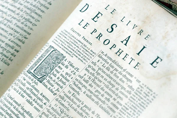 Eski Fransızca İncil, 1669. Eski Ahit. Büyük elçi. Yeşaya. 
