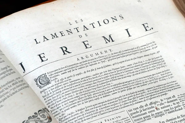 Eski Fransızca İncil, 1669. Eski Ahit. Büyük elçi. Jeremiah. 