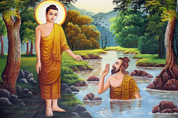Shakyamuni Buddha Élettörténetét Ábrázoló Festmény Kep Kambodzsa — Stock Fotó