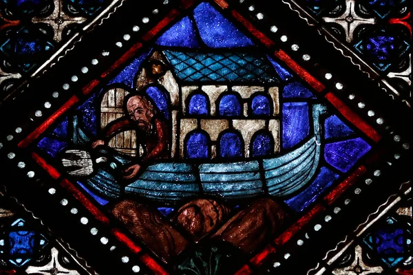 Nidaros Cathedral Stained Glass Window Noah Ark Trondheim Norway — Stock fotografie