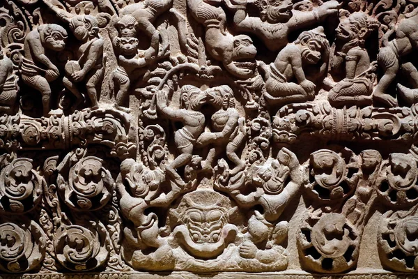 Muzeum Asijských Civilizací Angkore Zkoumání Posvátného Města Kambodže Ramayanské Scény — Stock fotografie
