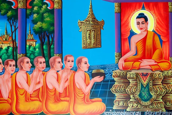 Життя Будди Сіддгартха Гаутама Будда Учнями Викладання Сок Лок Будхістський — стокове фото