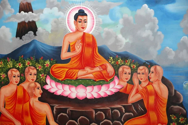 Buddha Élete Siddhartha Gautama Buddha Tanítványokkal Tanítás Soc Lok Buddhista — Stock Fotó
