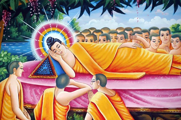 Reclining Buddha Statue Years Teaching Dharma Buddha Passed Parinirvana Pitu — Stockfoto