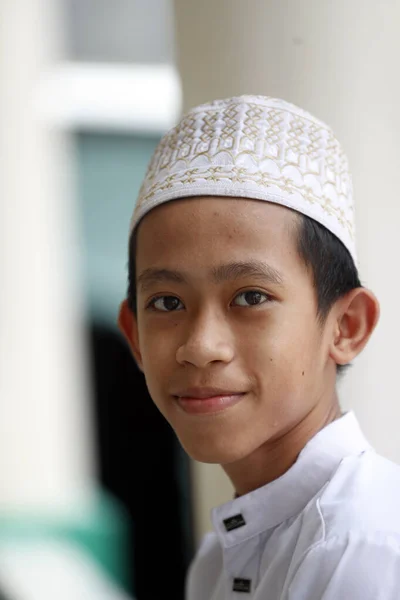 Masjid Rohmah Mosque Young Muslim Boy Portrait Chau Doc Vietnam — Stock Fotó