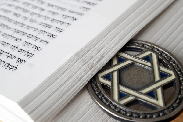 Torá Estrela David Dois Símbolos Judaísmo — Fotografia de Stock