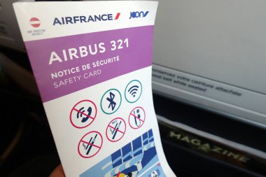Air France. Airbus 321. Güvenlik kartı. Cenevre. İsviçre. 