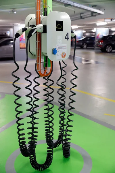 Oplaadstation Voor Elektrische Voertuigen Genève Zwitserland — Stockfoto