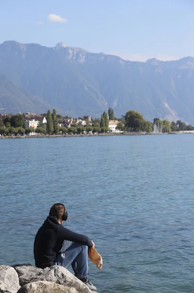 Vevey Promenade Lake Geneva Switzerland — 스톡 사진