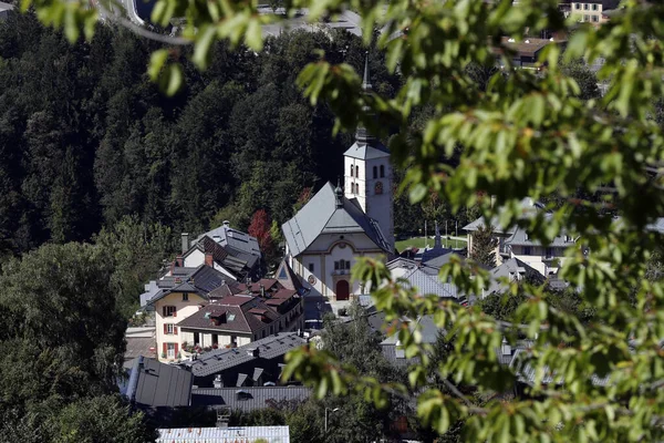 Alpes Franceses Verão Vila Saint Gervais Les Bains Igreja Barroca — Fotografia de Stock