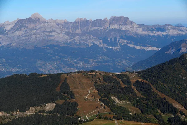 Paysage Des Alpes Françaises Été Montagnes Aravis Fiz France — Photo