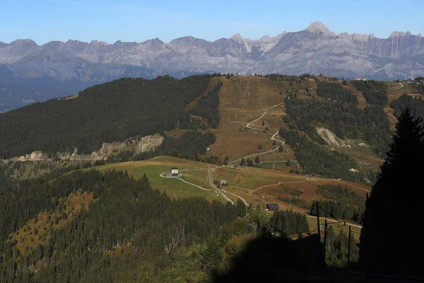 Landskap Franska Alperna Sommaren Aravis Och Prarion Bergen Frankrike — Stockfoto