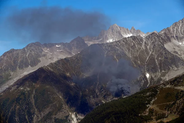 Dolina Chamonix Alpy Francuskie Aiguille Verte Widziana Planpraz Ogień Stacji — Zdjęcie stockowe