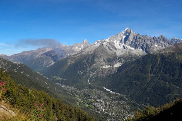 Vallée Chamonix Alpes Françaises Aiguille Verte Partir Planpraz Incendie Sur — Photo