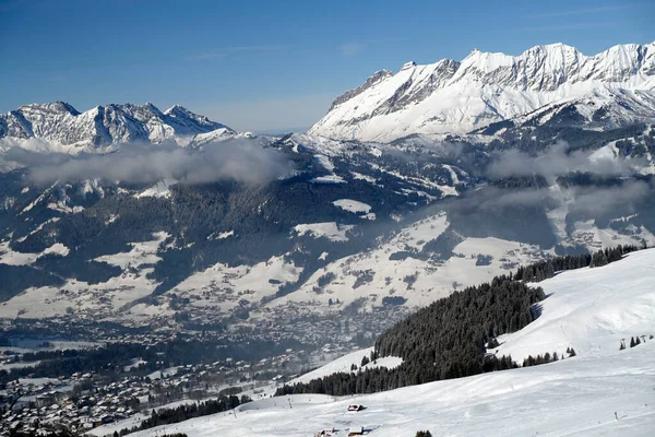 Franska Alperna Mont Blanc Massivet Skidbacke Saint Gervais Frankrike — Stockfoto