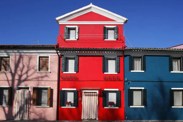 Casas Multicolores Burano Pueblo Italia — Foto de Stock