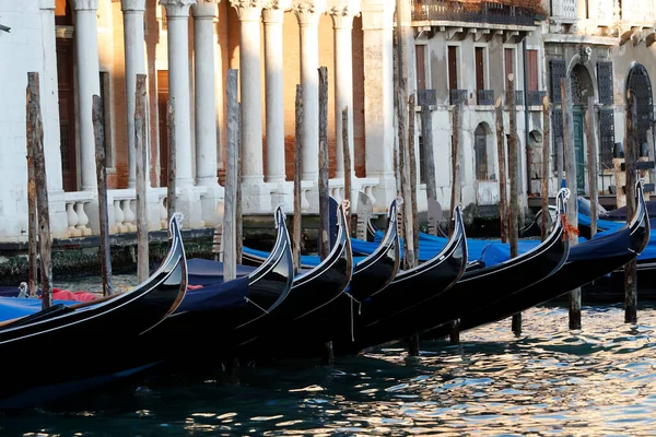 Docked Gondolas Grand Canal Venice Italy — Fotografia de Stock